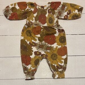 Kate Hill Floral Kids Bodysuit - Brown, Yellow, Orange